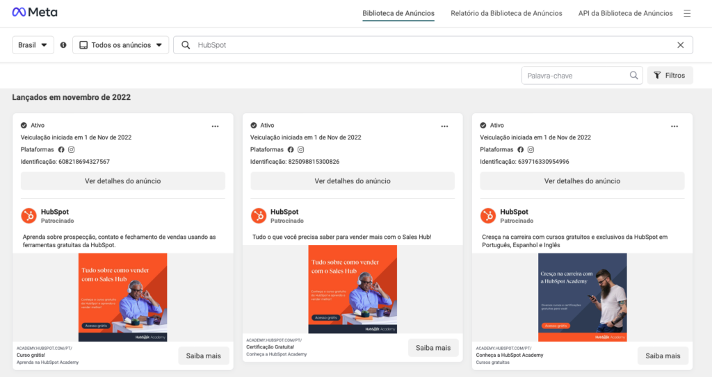 biblioteca anuncios hubspot 2 no Hello Mídia